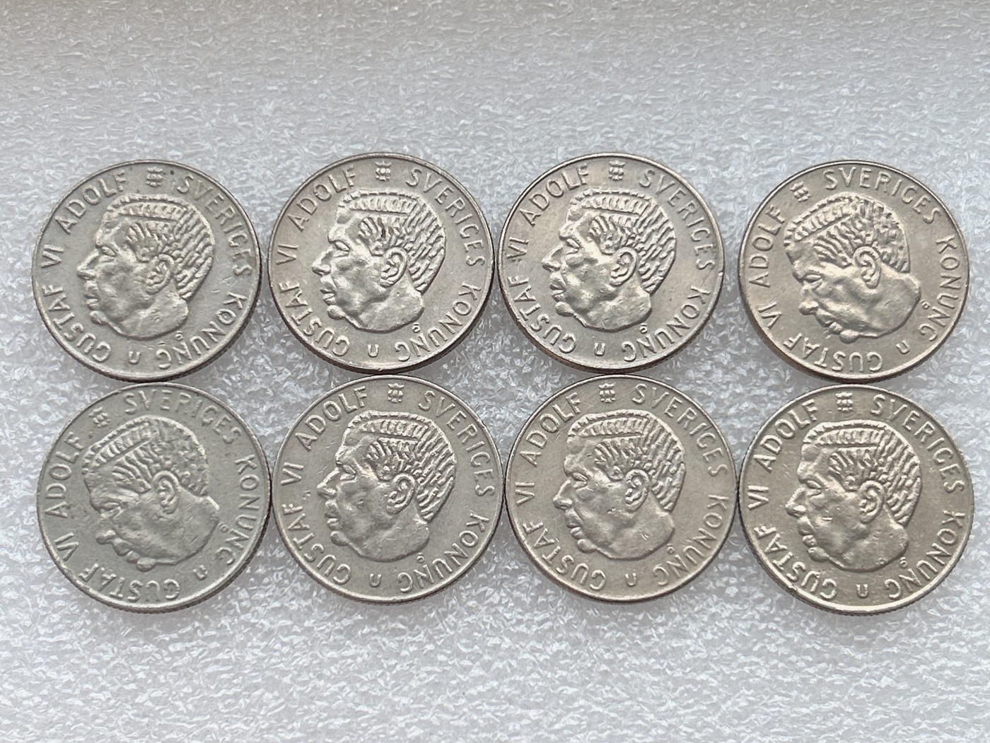 全场一元起拍 世界钱币散币场 第18期 瑞典70年代1克朗 古斯塔夫六世