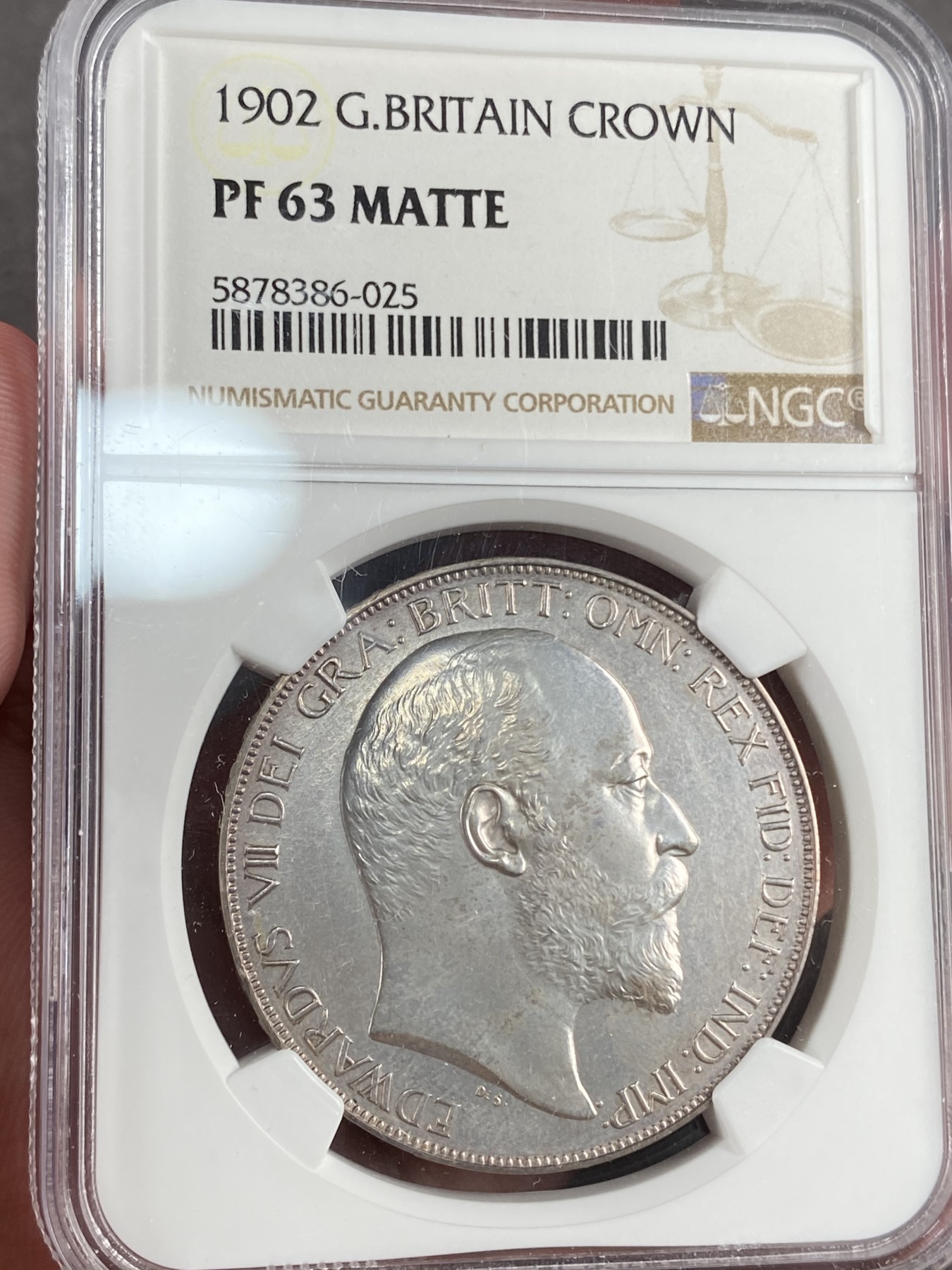 万国钱币拍卖第014期（奢华币宴第一季） NGC PF63 1902年英国爱德华七世马剑1克朗 精致MATTE 英系克朗收藏中绕不开的一枚