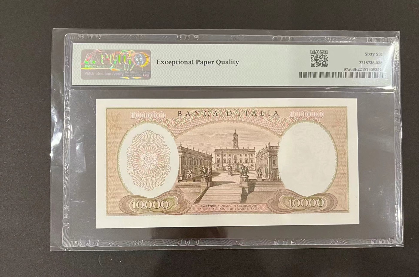 收藏联盟Quantum Auction 第283期拍卖  意大利1962年10000里拉 PMG66 首发年份 文艺复兴三杰之一 米开朗基罗