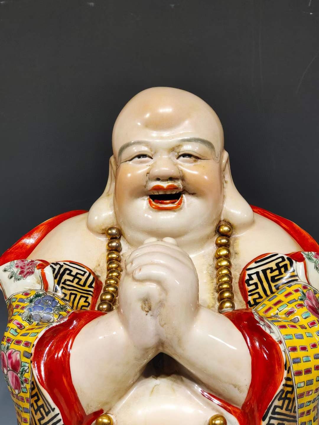 置物　弥勒佛 粉彩人物 民国游隆盛造粉彩五子弥勒佛-彩绘瓷/彩瓷-7788旧书网