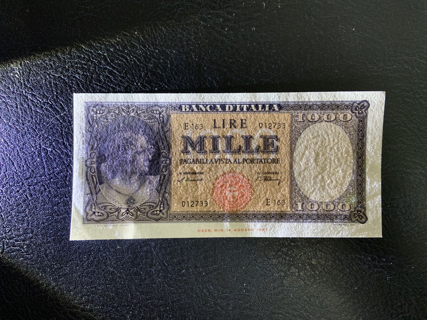 收藏联盟Quantum Auction 第283期拍卖  意大利1948年1000里拉 品相AU 取材波提切利名画