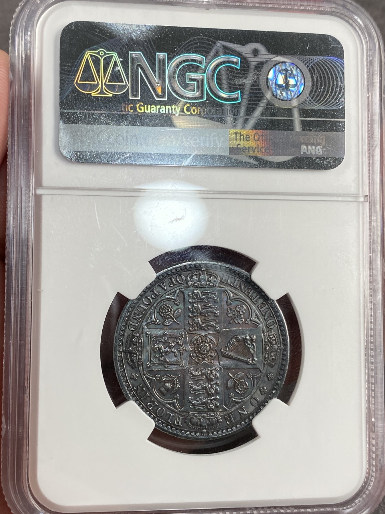 万国钱币拍卖第014期（奢华币宴第一季） NGC MS62 英国1849年维多利亚无神弗洛林，小名誉品种，双面五彩，最难得的是背面全深打非常漂亮，真正的百里挑一。