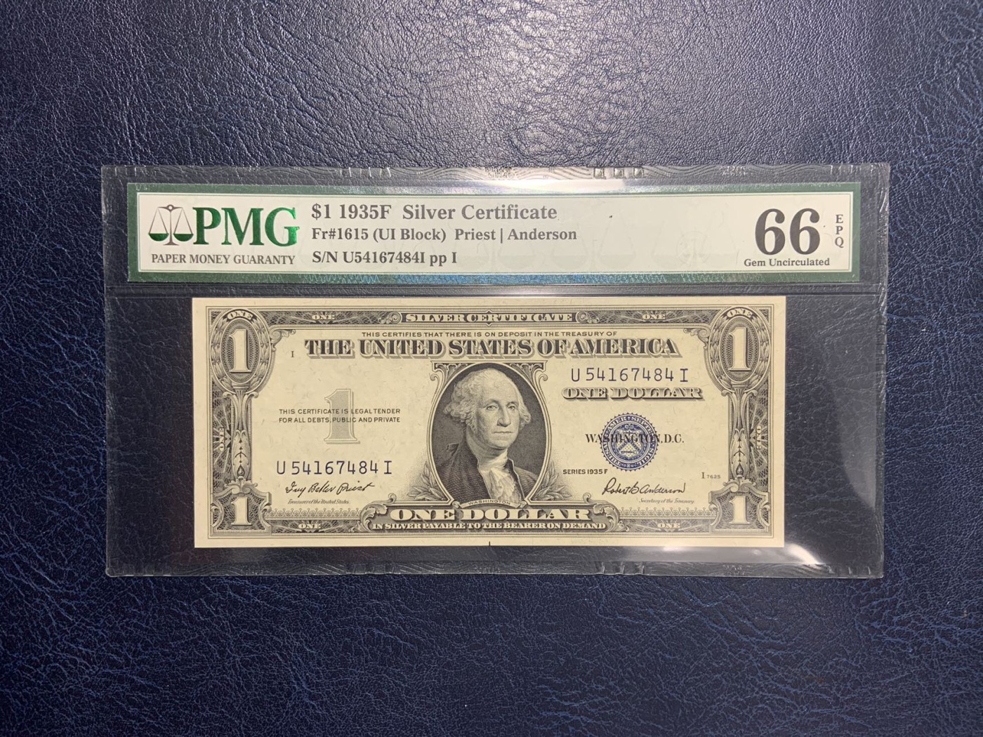 收藏联盟Quantum Auction 第283期拍卖  美国1935年1美元银币券 PMG66