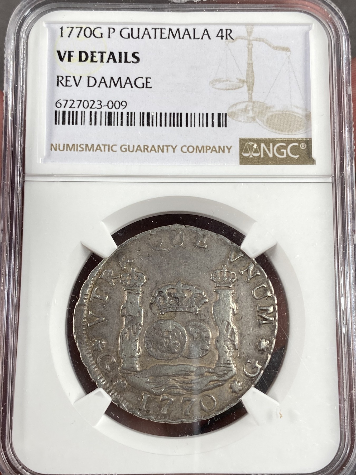 万国钱币拍卖第014期（奢华币宴第一季） NGC VFD 1770年西属瓜地马拉4R地球银币 原味状态 有分几率蛮大