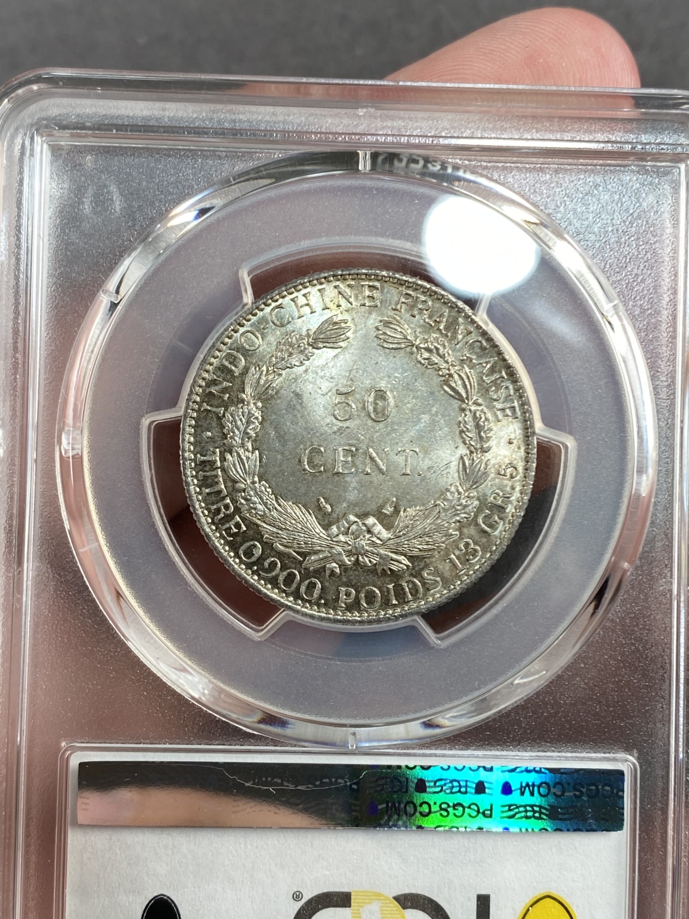 万国钱币拍卖第014期（奢华币宴第一季） PCGS MS64 1936年法属印支50分银币 无论是包浆还是车轮光 此枚都有令人兴奋的表现