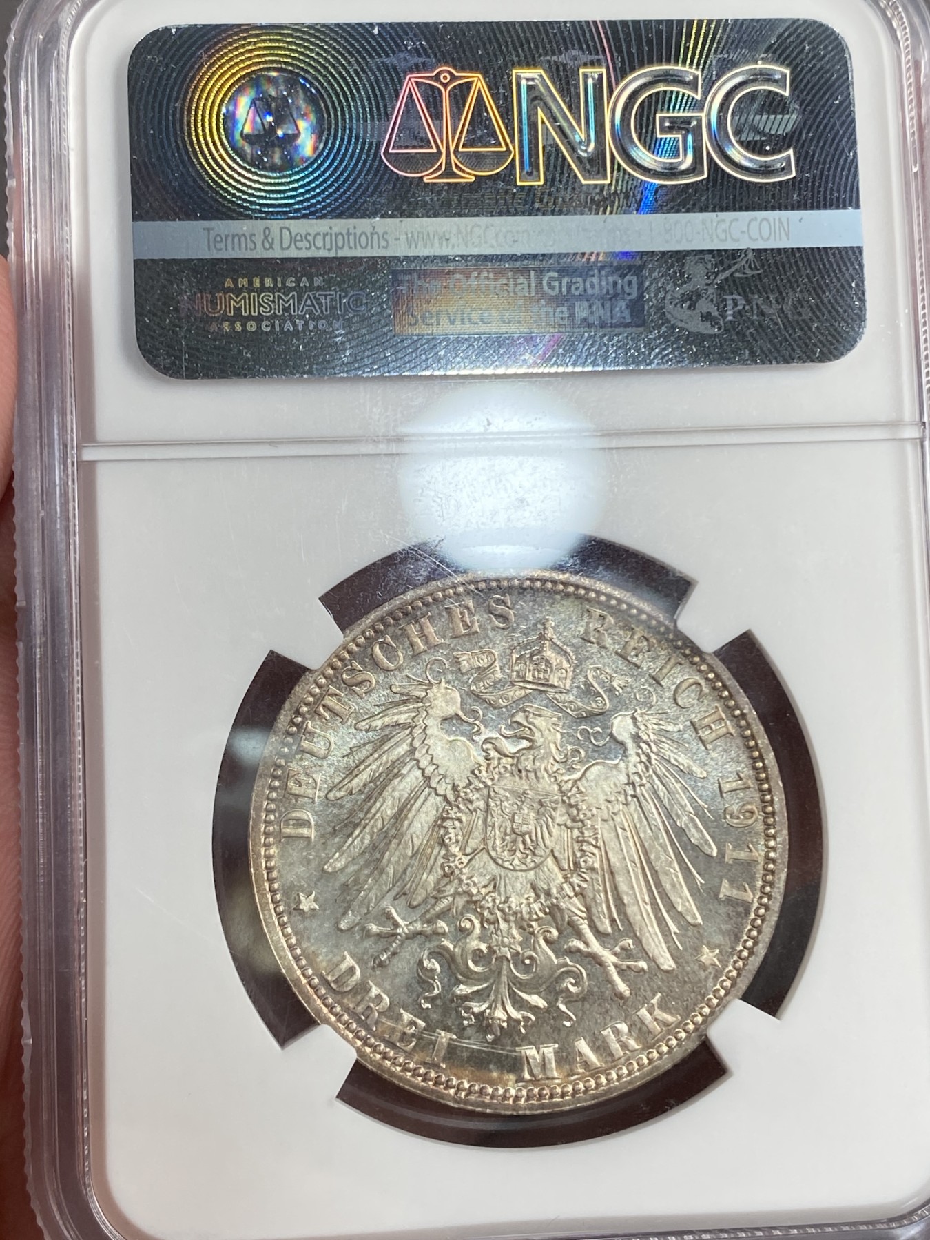 万国钱币拍卖第014期（奢华币宴第一季） NGC PF66CA 1911年德国巴伐利亚摄政王90大寿纪念流通3马克 原盒五彩 精致镜面 和2马克同出一盒