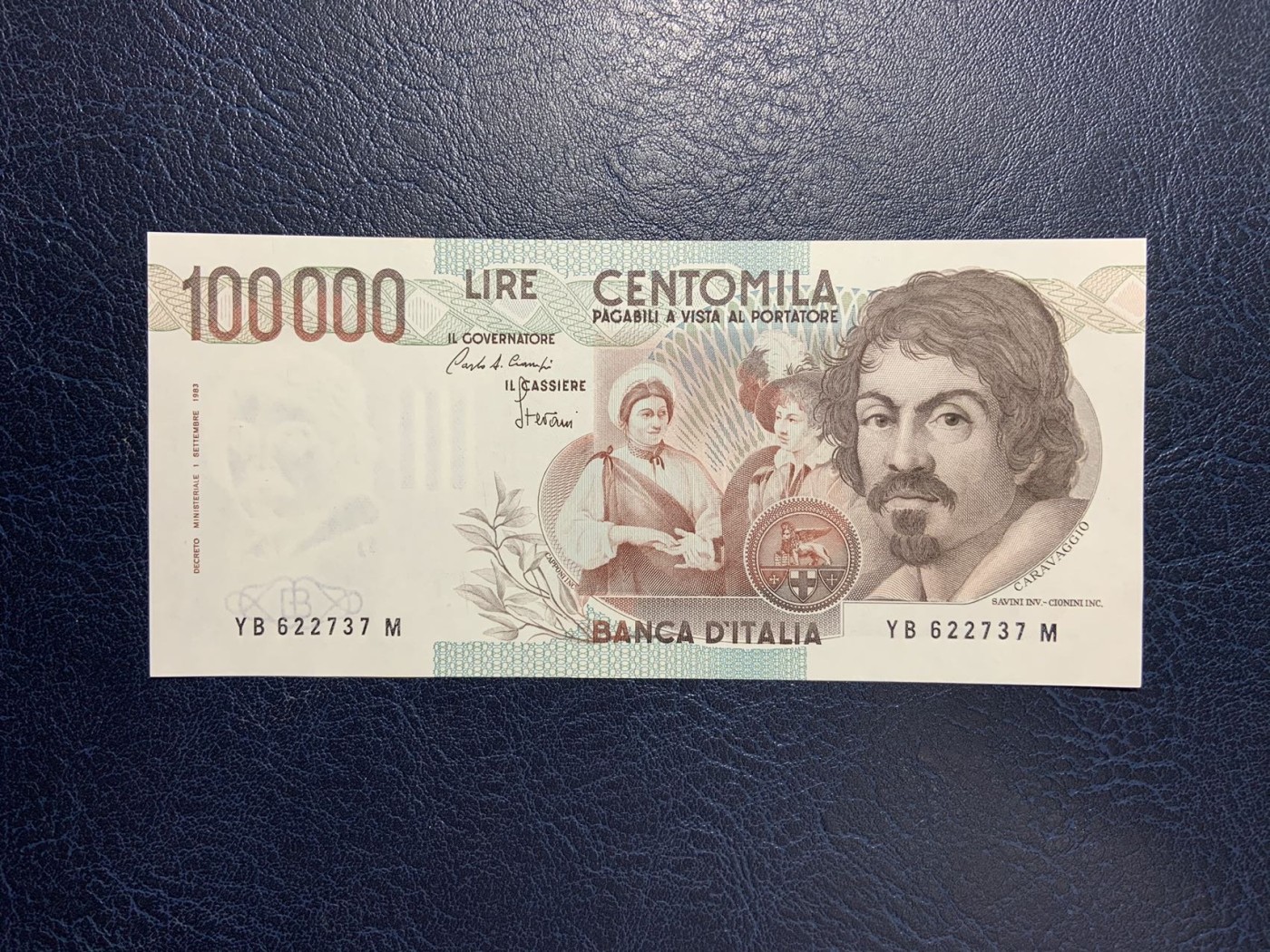 收藏联盟Quantum Auction 第283期拍卖  意大利1983年100000里拉 品相UNC 票面有滚轮印和边角微瑕 