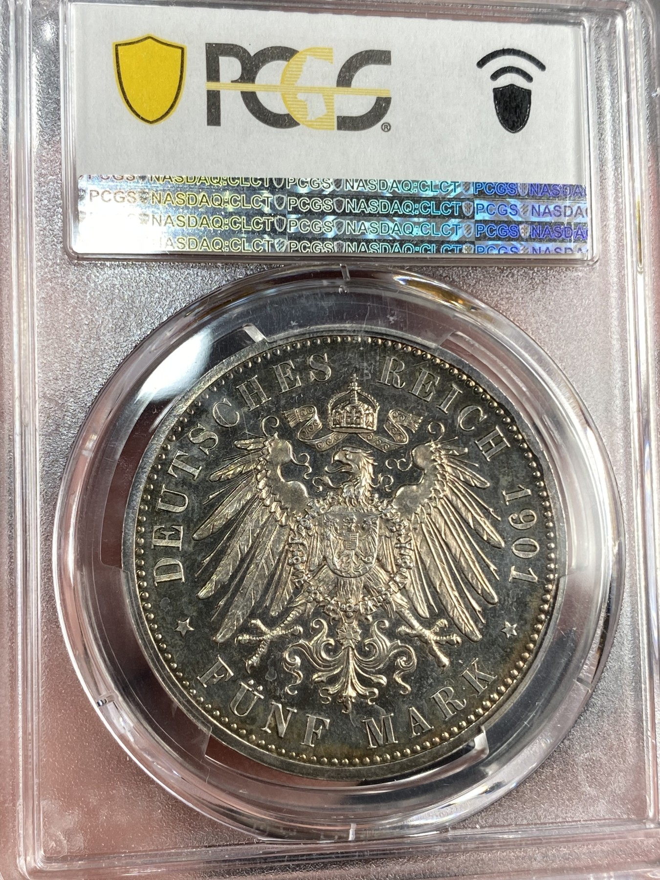 万国钱币拍卖第014期（奢华币宴第一季） PCGS PR63 1901年德国普鲁士建国200周年纪念流通5马克 精致镜面幻五彩 高点底板都非常令人愉悦