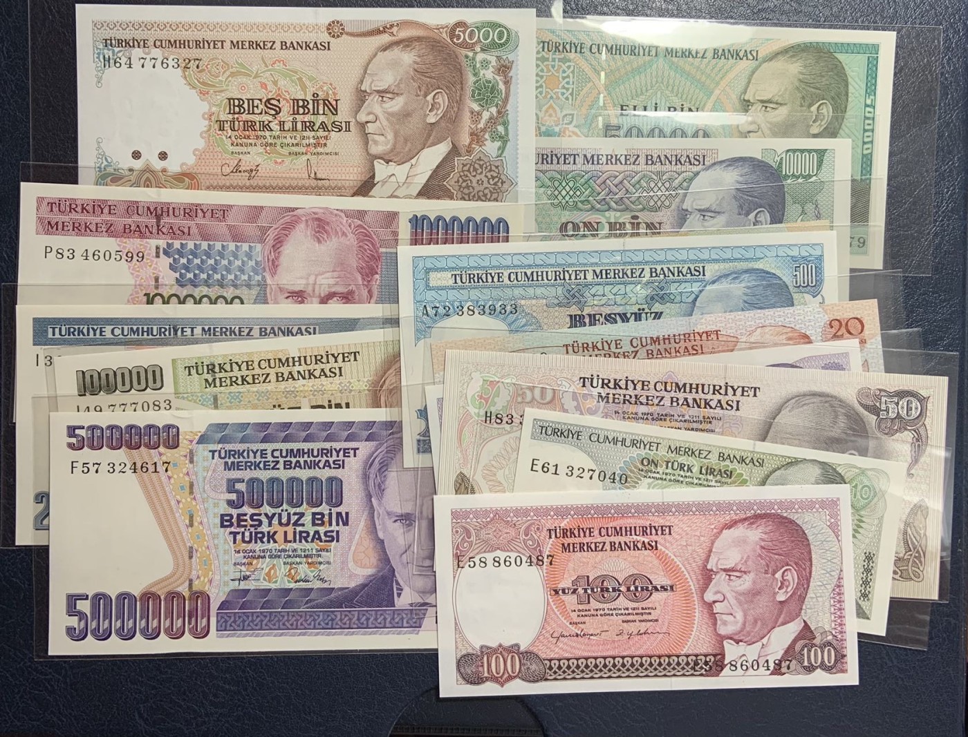 收藏联盟Quantum Auction 第283期拍卖  土耳其1982-1992年5到1000000里拉两套15张 品相全新UNC
