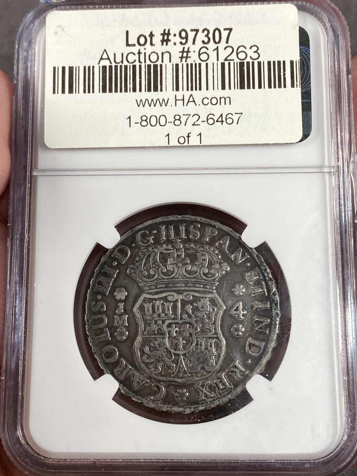 万国钱币拍卖第014期（奢华币宴第一季） NGC VF25 1772年西属秘鲁末年4R地球银币 特年 原味HA出品