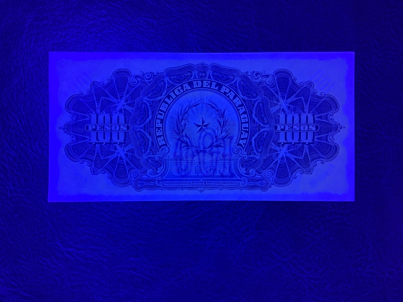 收藏联盟Quantum Auction 第283期拍卖  巴拉圭1907年100比索 品相UNC 号码无457 华德路代印