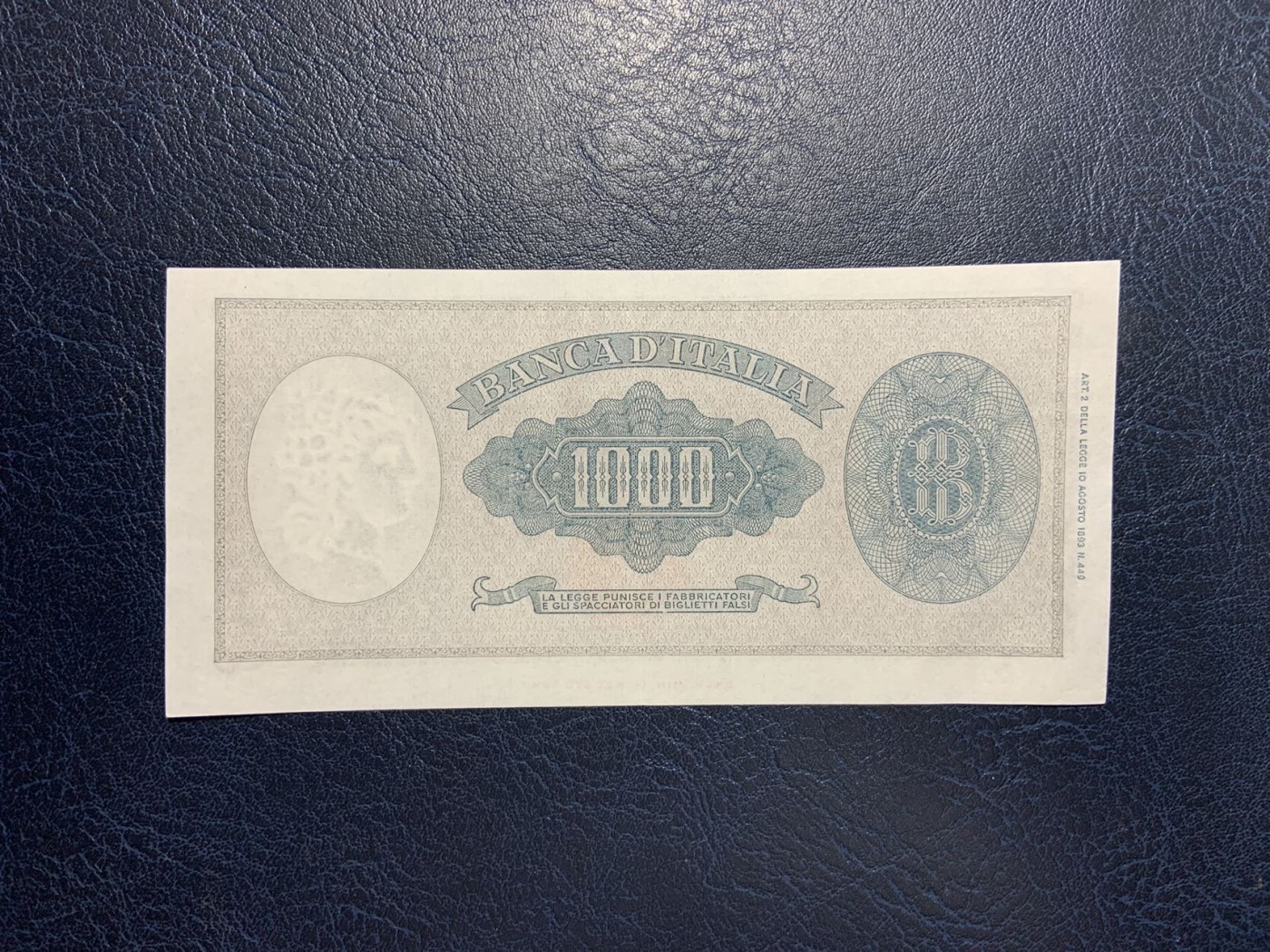 收藏联盟Quantum Auction 第283期拍卖  意大利1948年1000里拉 品相AU 取材波提切利名画