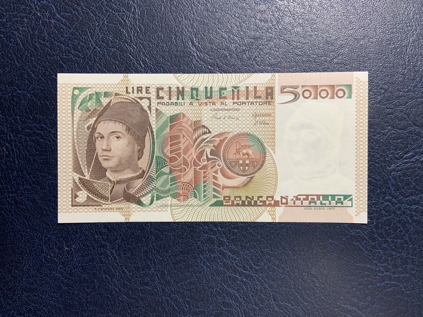 收藏联盟Quantum Auction 第283期拍卖  意大利1980年5000里拉 品相UNC 有点钞痕 AA冠 乌龟喷泉