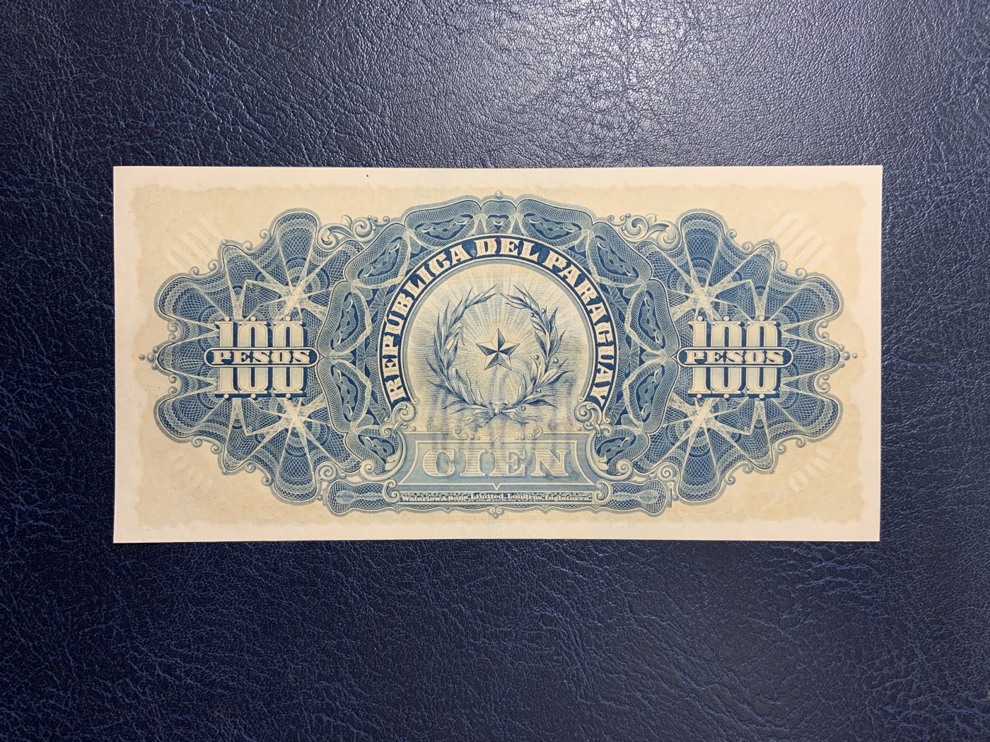 收藏联盟Quantum Auction 第283期拍卖  巴拉圭1907年100比索 品相UNC 号码无457 华德路代印