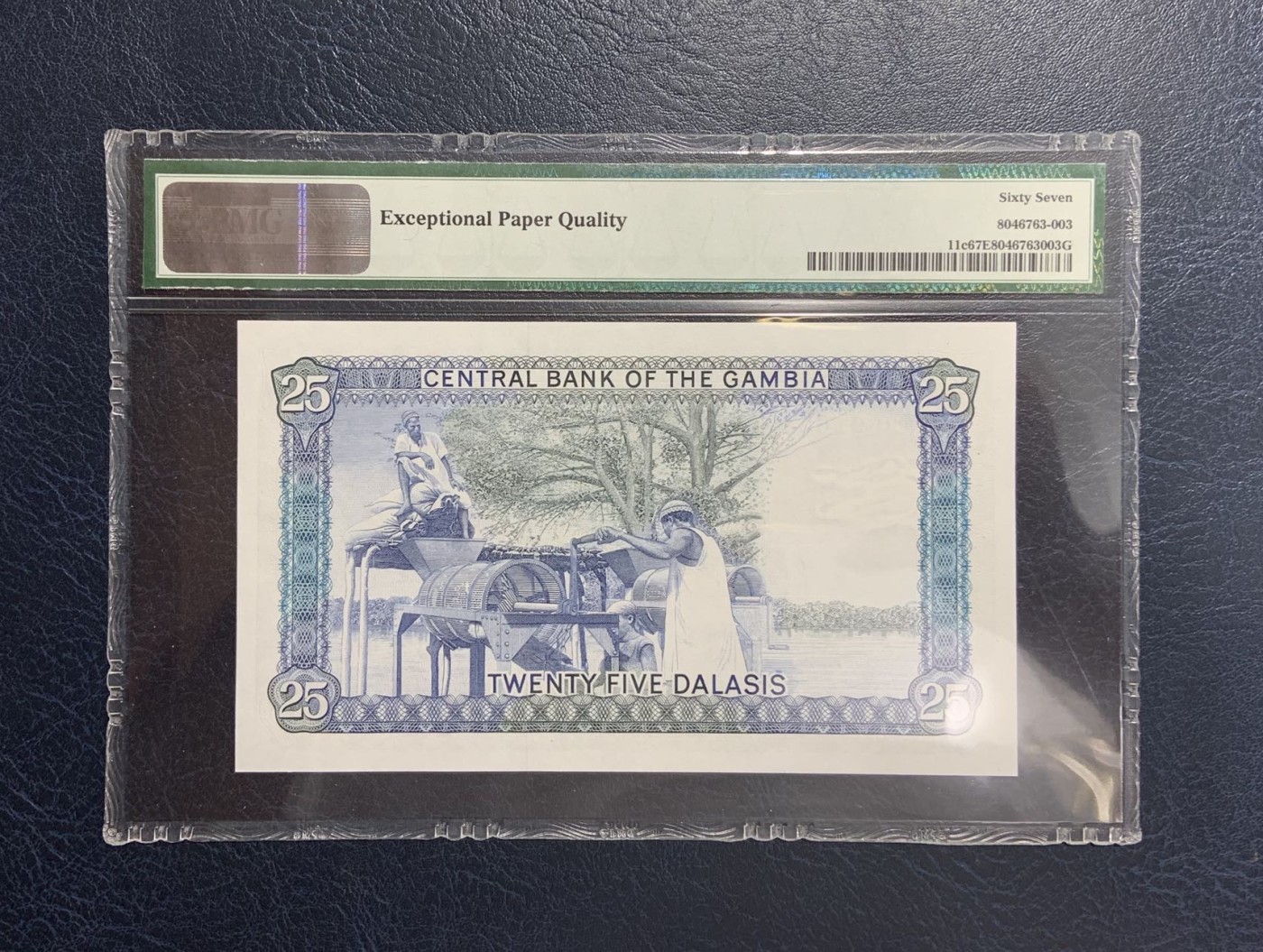收藏联盟Quantum Auction 第283期拍卖  冈比亚1987-90年25达西 PMG67 大票幅 打谷