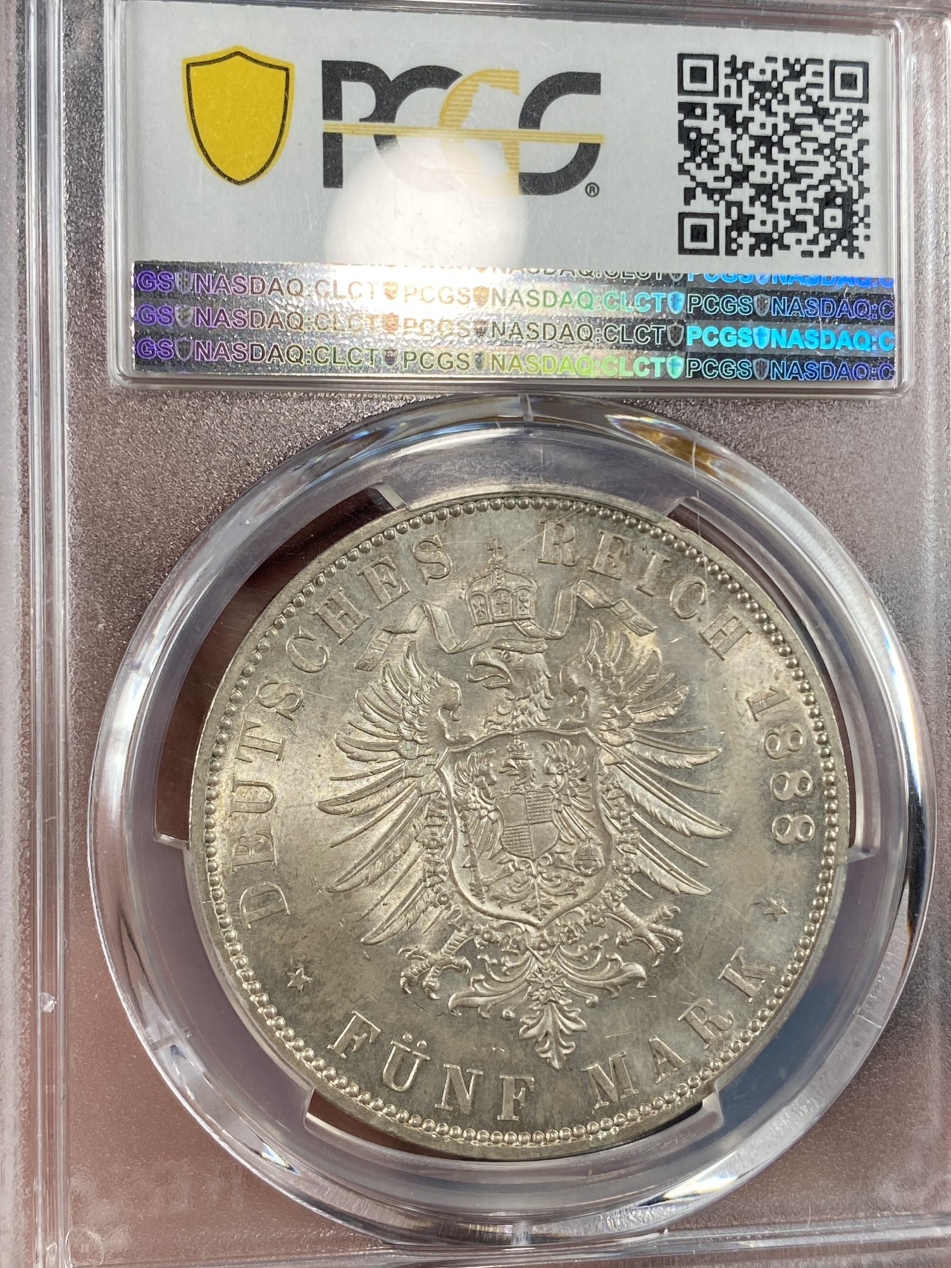 万国钱币拍卖第014期（奢华币宴第一季） PCGS MS66 1888德国普鲁士三皇年弗三短翅5马克 顶级品相
