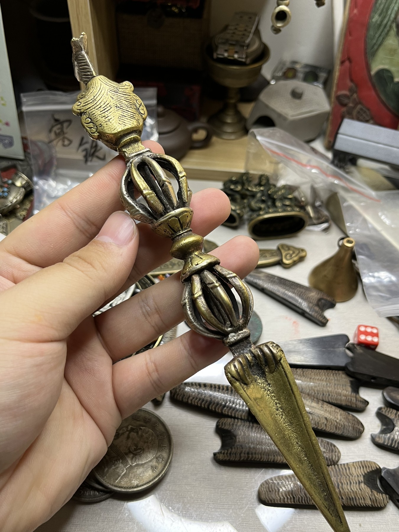 藏传文玩合集 藏传——马头明王九股金刚杵