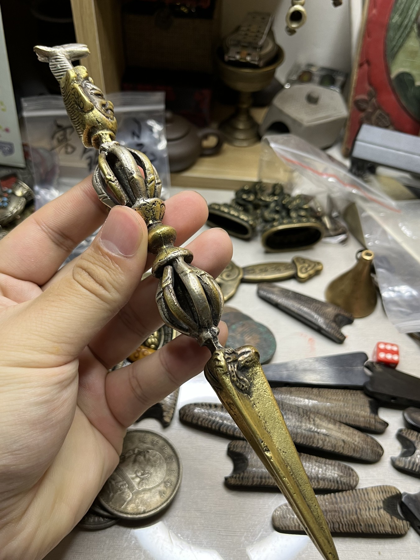 藏传文玩合集 藏传——马头明王九股金刚杵