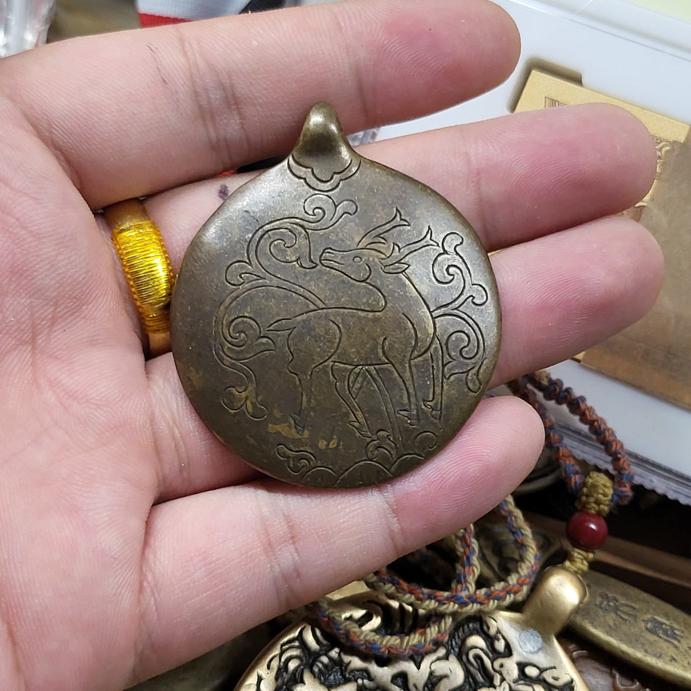 藏传文玩合集 藏传九宫牌 背祥鹿