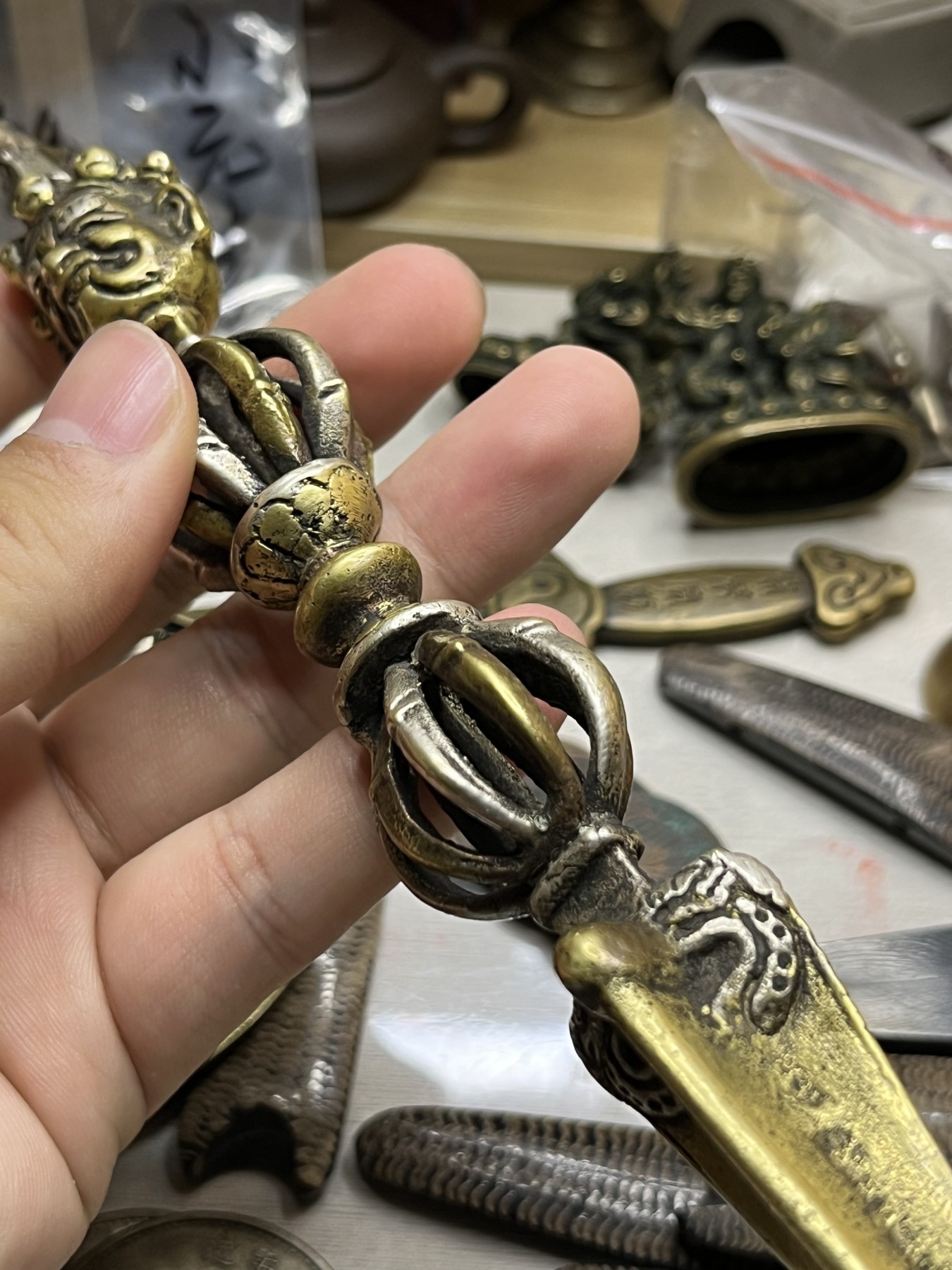 藏传文玩合集 藏传——马头明王九股金刚杵