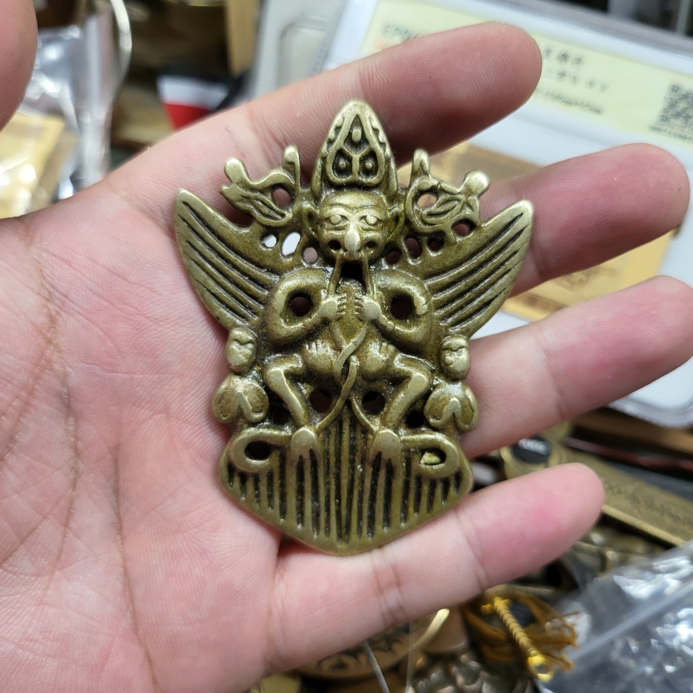 藏传文玩合集 藏传托甲大鹏鸟