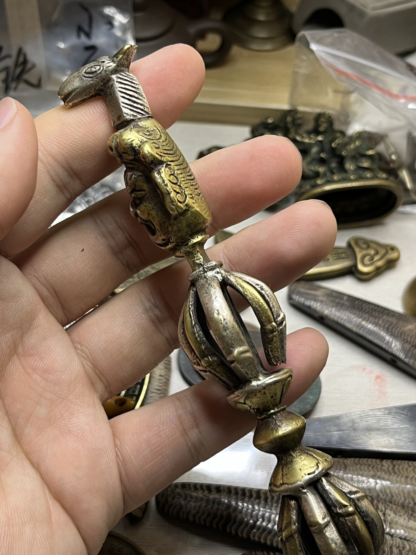 藏传文玩合集 藏传——马头明王九股金刚杵