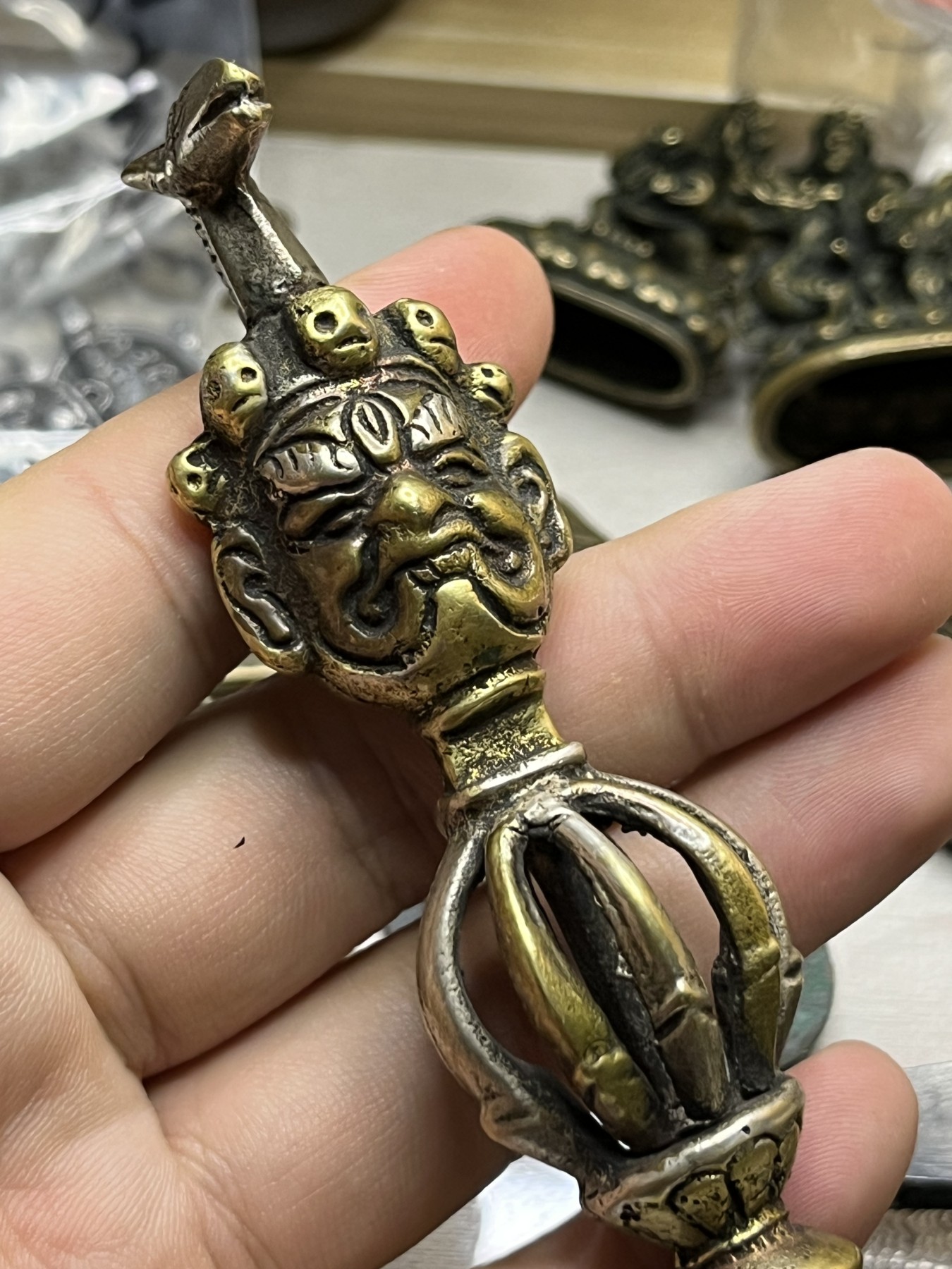 藏传文玩合集 藏传——马头明王九股金刚杵