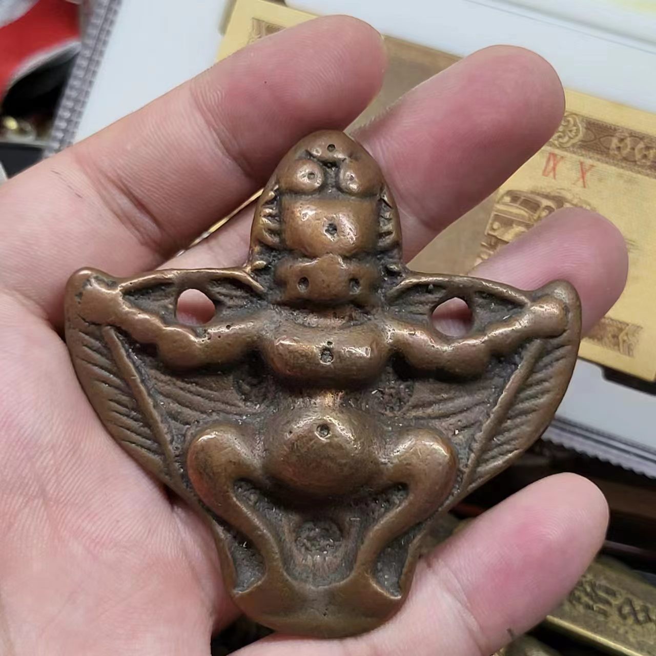 藏传文玩合集 藏传大鹏鸟托甲