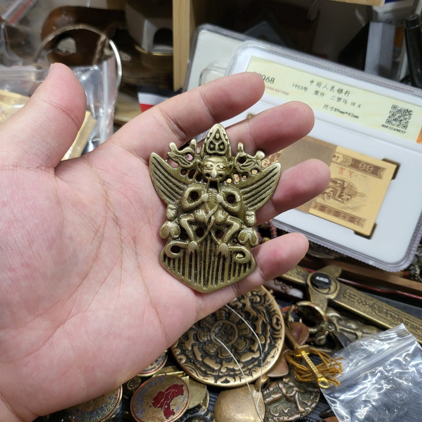 藏传文玩合集 藏传托甲大鹏鸟