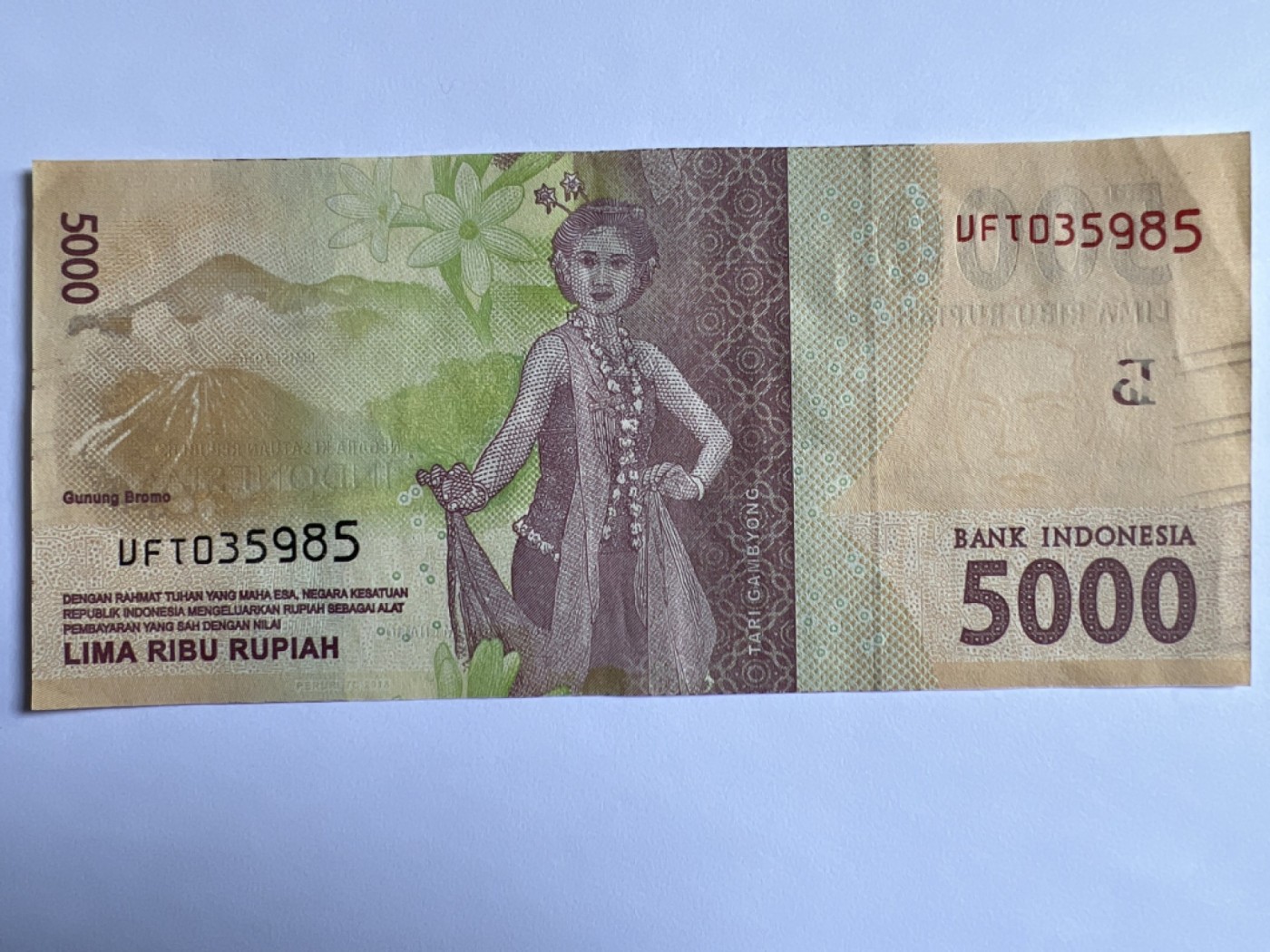 第393期 纸币专场 （无押金，捡漏，全场20包邮，偏远地区除外，接收代拍业务） 印度尼西亚5000卢比