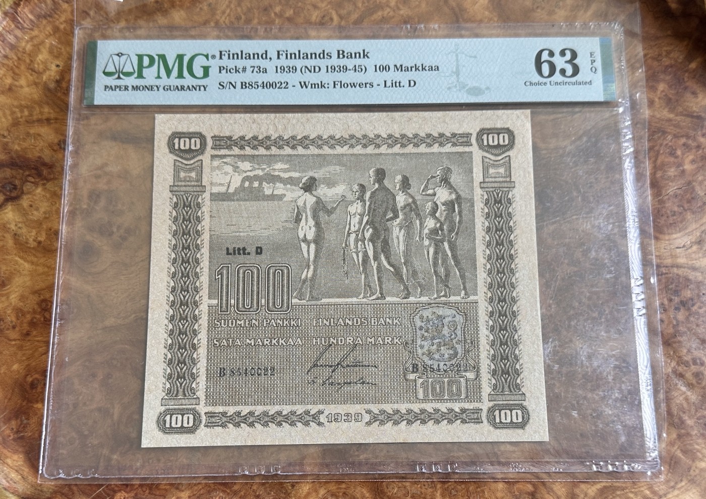 Chase Auction 第24期 - - 外钞、民国钞和人民币混合场！ 1939年丹麦100马克，PMG63e！