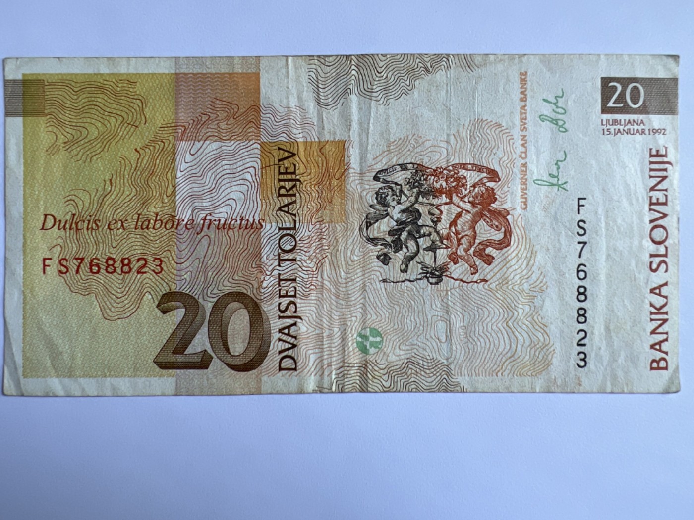 第546期  纸币专场 （无押金，捡漏，全场50包邮，偏远地区除外，接收代拍业务） 斯洛文尼亚20托拉