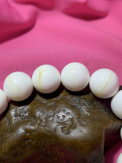 深海奶白一线金丝贝化玉单圈手串一条 深海奶白一线金丝贝化玉单圈手串一条