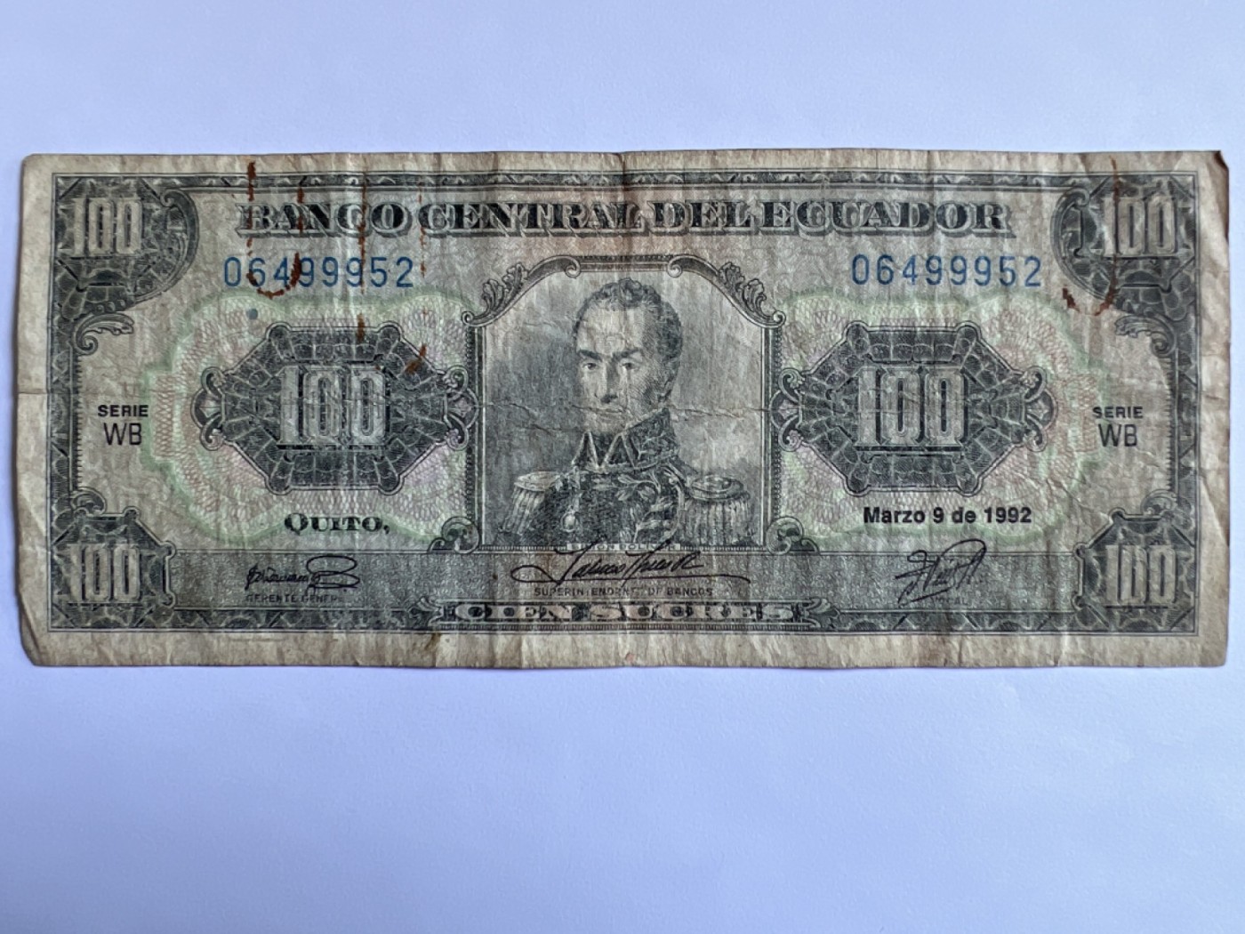 第387期 纸币专场 （无押金，捡漏，全场20包邮，偏远地区除外，接收代拍业务） 厄瓜多尔100苏克雷