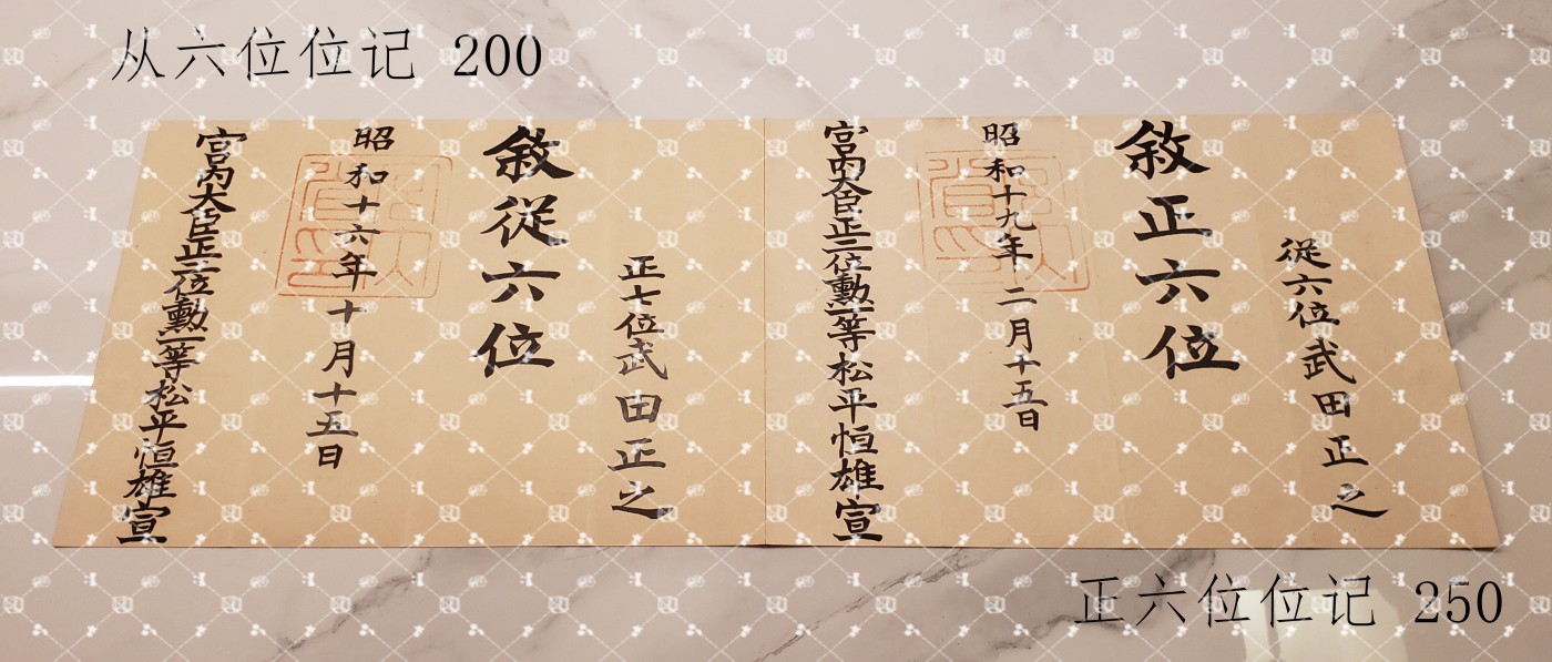 武田正之 位记任命书等 【眼科专家 国立疗养所松丘保养园所长 全国国立疗养所所长联盟会长】