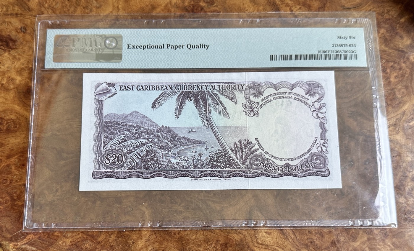 Chase Auction 第24期 - - 外钞、民国钞和人民币混合场！ 1965年东加勒比20镑，PMG66分！