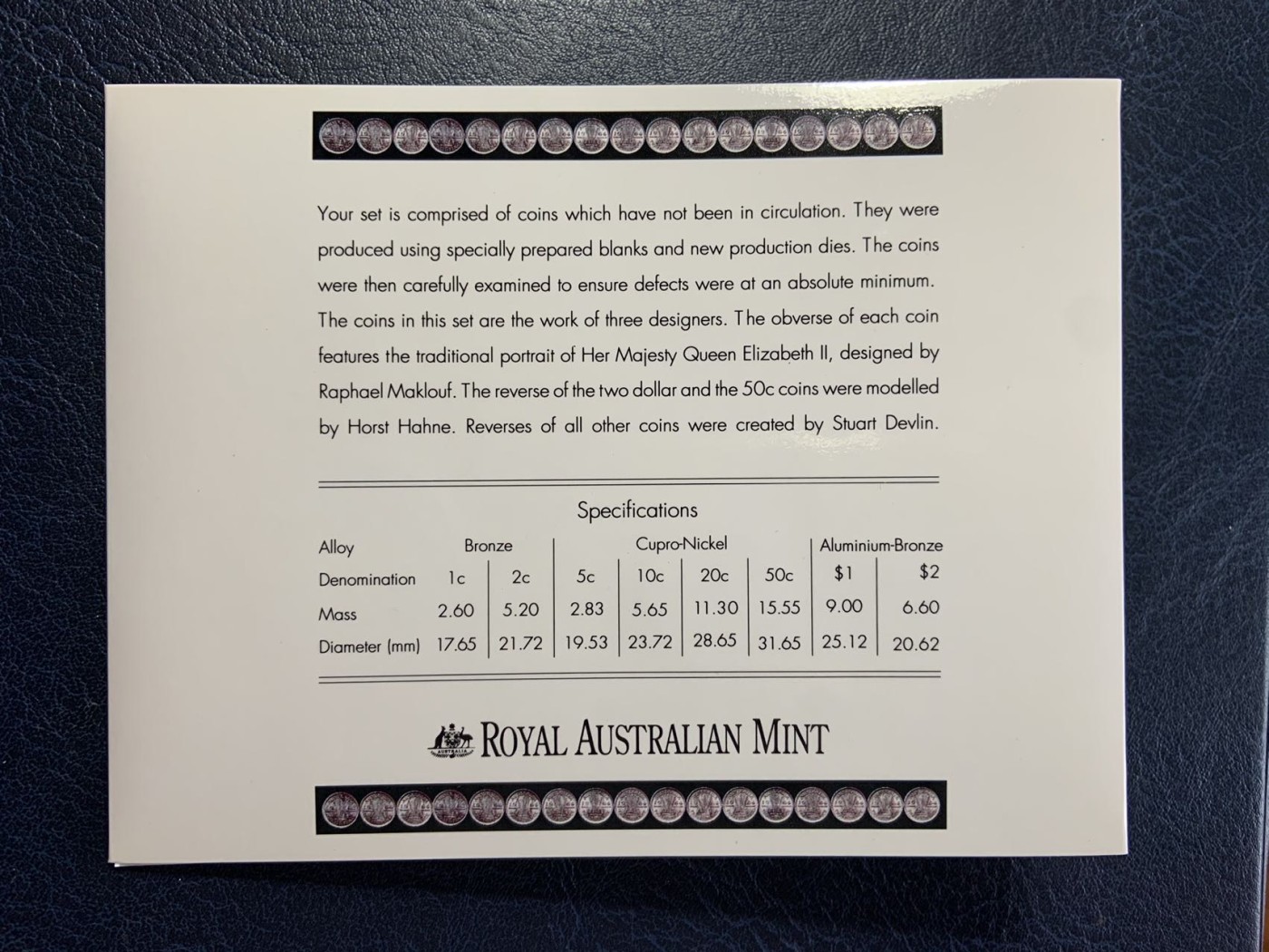 收藏联盟Quantum Auction 第284期拍卖  澳大利亚1991年5分-2元(包含50分纪念币和最后一次发行大绵羊硬币)套装纪念币一套 品相全新 官方发行