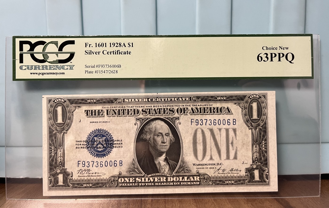 Chase Auction 第24期 - - 外钞、民国钞和人民币混合场！ 1928A版 1美元 银币券 全新绝品 PCGS老壳评级63PPQ