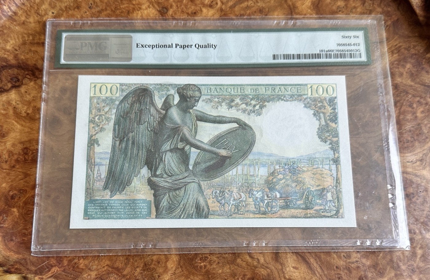 Chase Auction 第24期 - - 外钞、民国钞和人民币混合场！ 1942年法国100法郎，笛卡尔，PMG66！