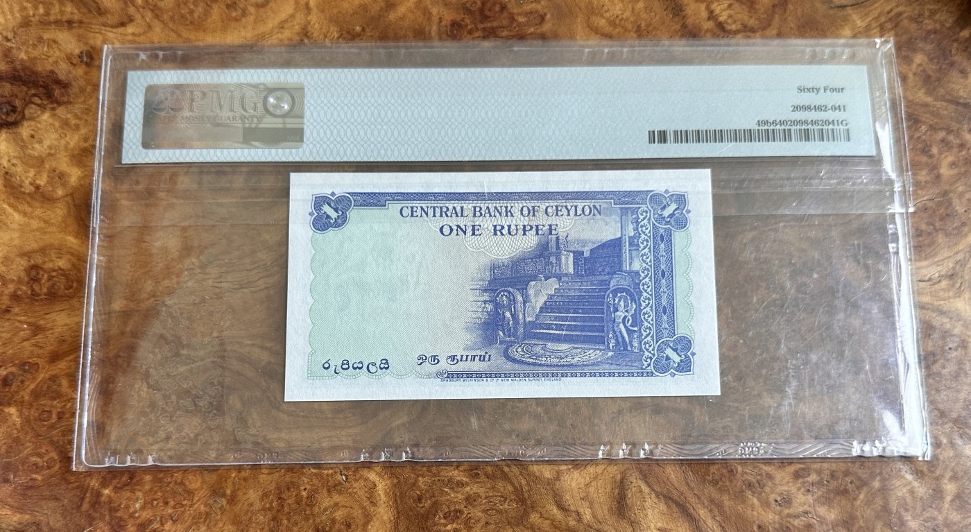 Chase Auction 第24期 - - 外钞、民国钞和人民币混合场！ 1954年锡兰1卢比，PMG64！