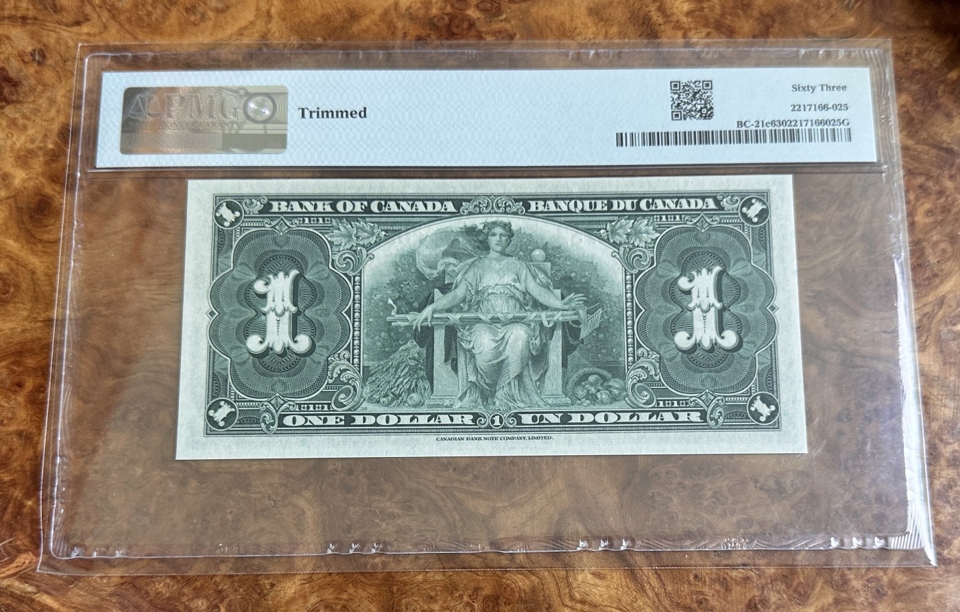 Chase Auction 第24期 - - 外钞、民国钞和人民币混合场！ 1937年加拿大1元，PMG63！