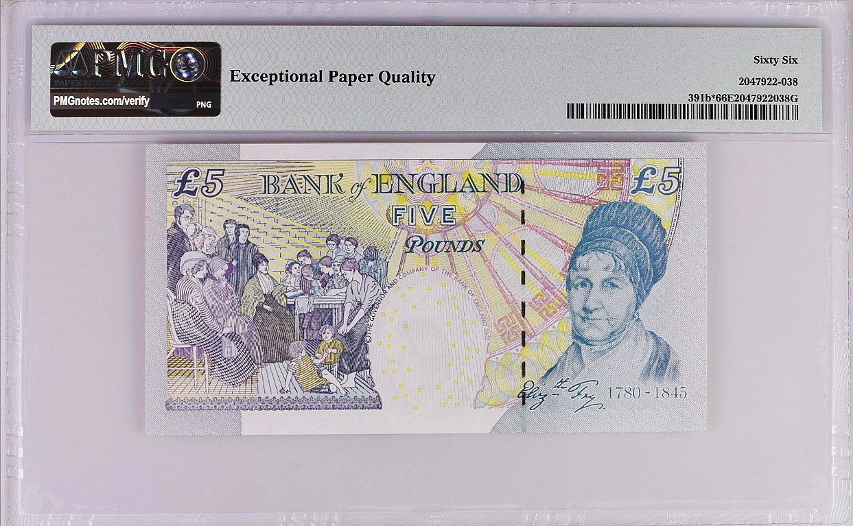 《张总收藏》116期-外币精品荟萃 英国E序列再版2002年5镑稀少补号LL冠PMG66E亚军 难上分品种 冠军67分仅5张 Pick#391b*