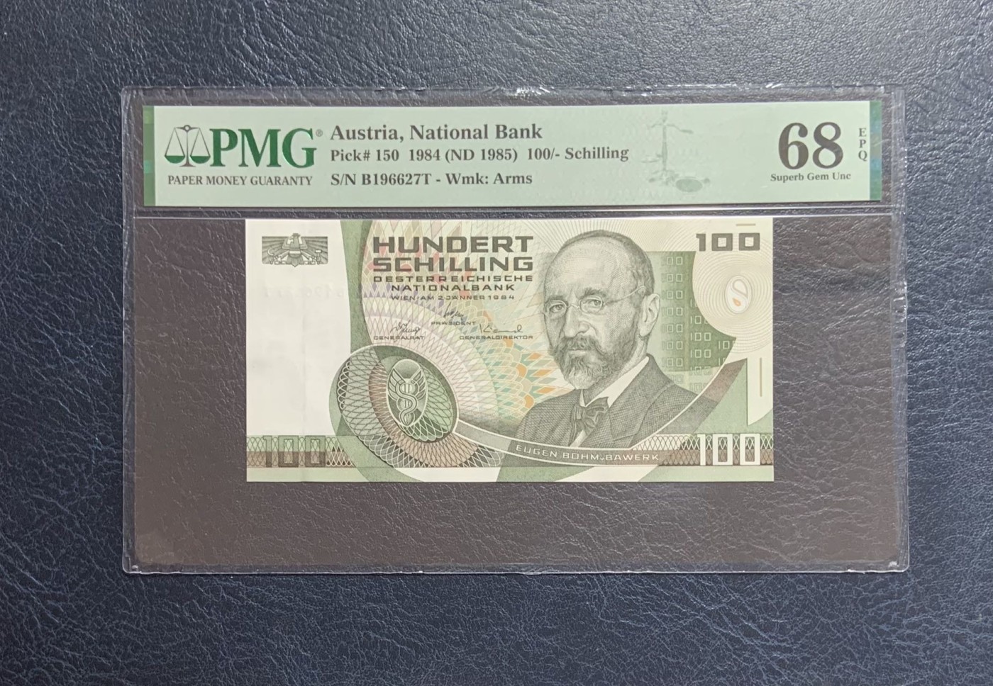 收藏联盟Quantum Auction 第284期拍卖  奥地利1984年100先令 PMG68  经济学家尤金 号码无4