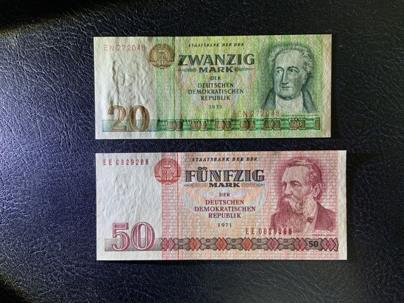 收藏联盟Quantum Auction 第284期拍卖  德国民主国家1971-75年20和50马克 品相UNC- 