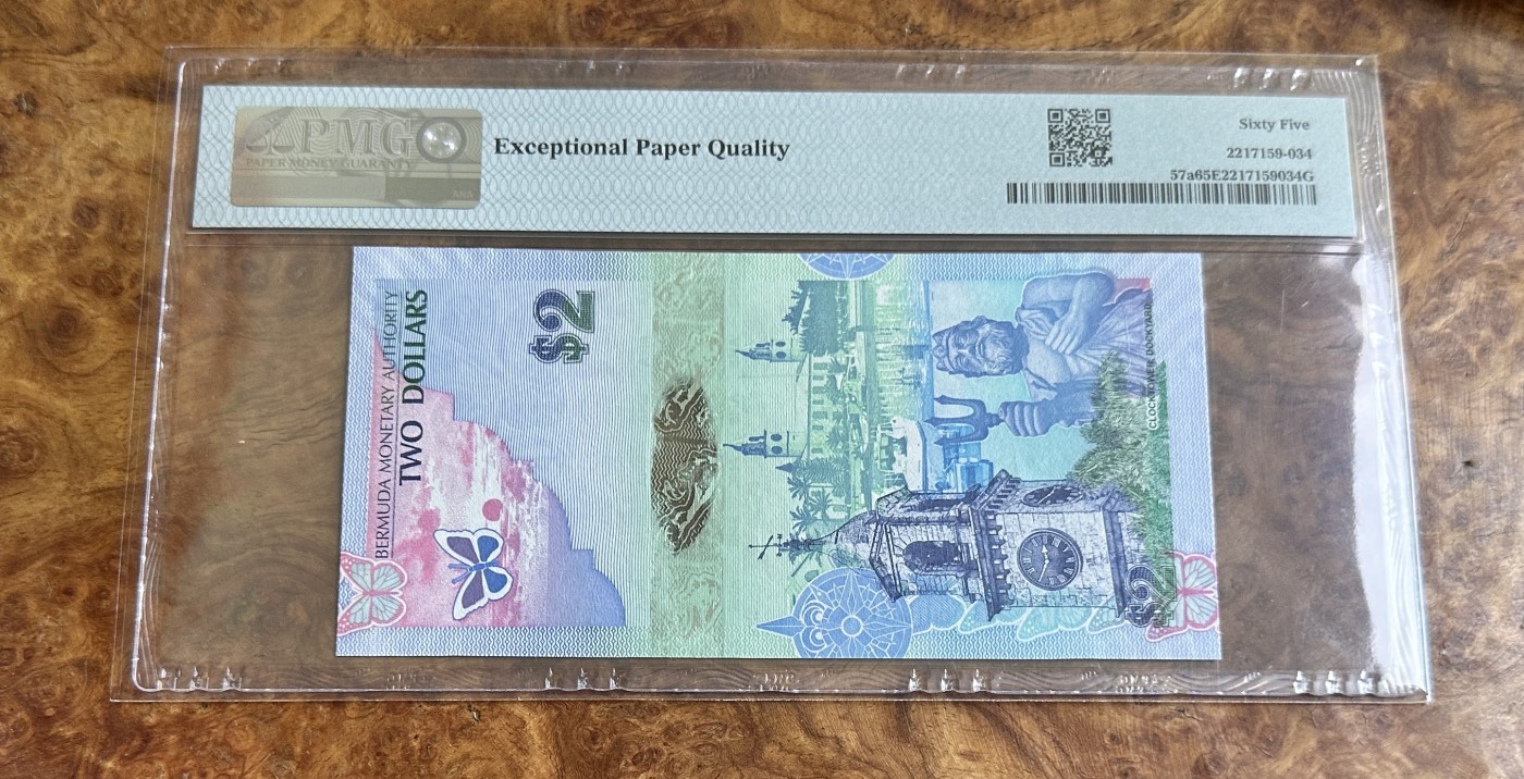 Chase Auction 第24期 - - 外钞、民国钞和人民币混合场！ 2009年百慕大2元，PMG65，世界最佳纸币！