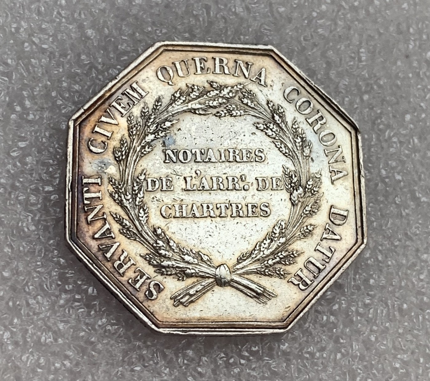 瓶子🏺第106期拍卖会  法国1836年公证人JETON银质八角  31毫米11.7克