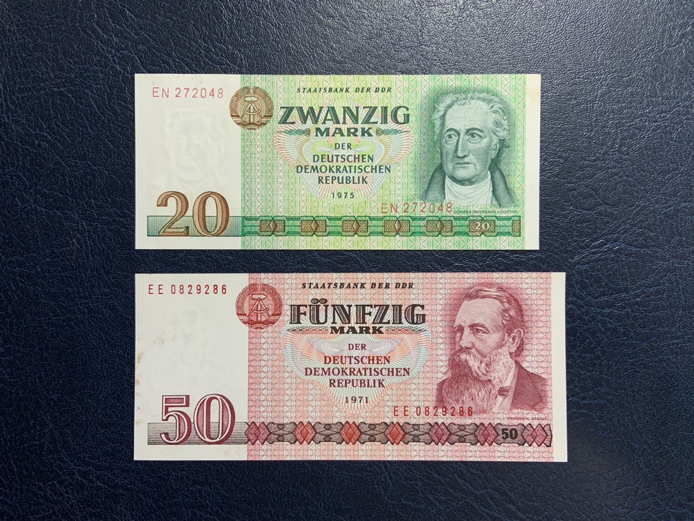 收藏联盟Quantum Auction 第284期拍卖  德国民主国家1971-75年20和50马克 品相UNC- 