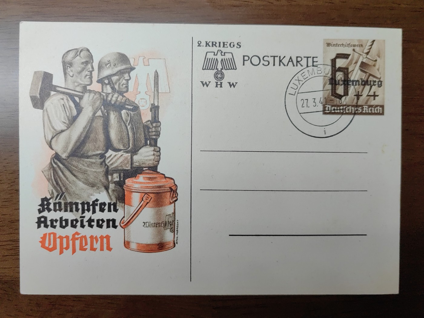 中外邮品专场第③场 1941年德三邮资片一枚，盖销