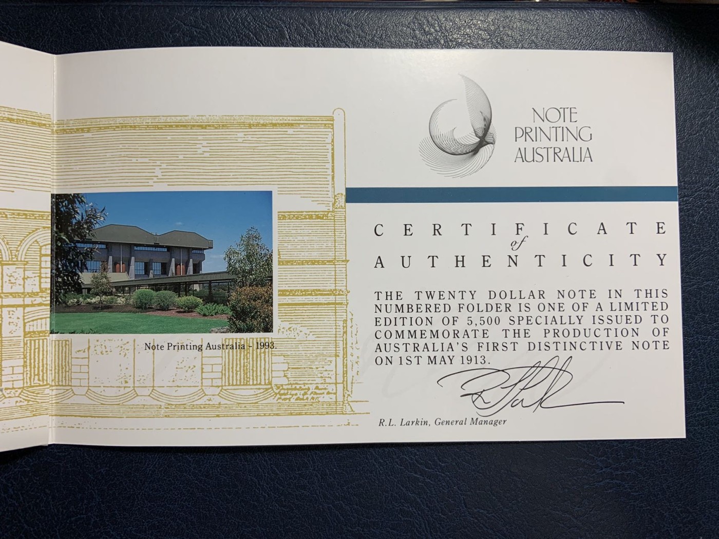 收藏联盟Quantum Auction 第284期拍卖  澳大利亚1993年20元联邦纸币发行80周年纪念钞 品相全新UNC 带原册 限量发行500册 非常稀少