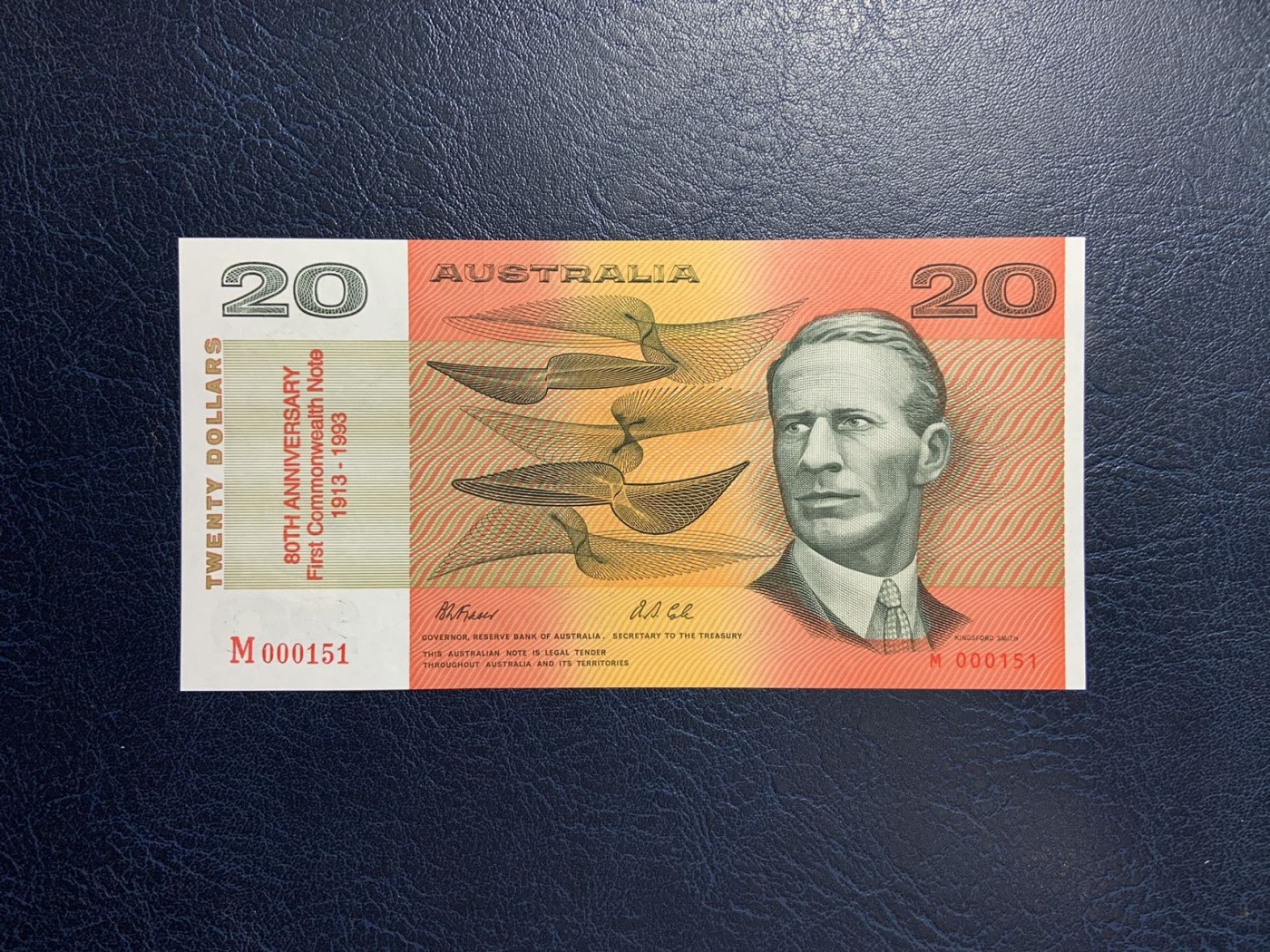 收藏联盟Quantum Auction 第284期拍卖  澳大利亚1993年20元联邦纸币发行80周年纪念钞 品相全新UNC 带原册 限量发行500册 非常稀少